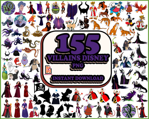 155 Villains Disney Bundle Png, Wicked svg Villains Png, Villains cut file, File Silhouette, Clipart, Cricut, The Villains Bundle Png, Bad Witches Png, Instant Download