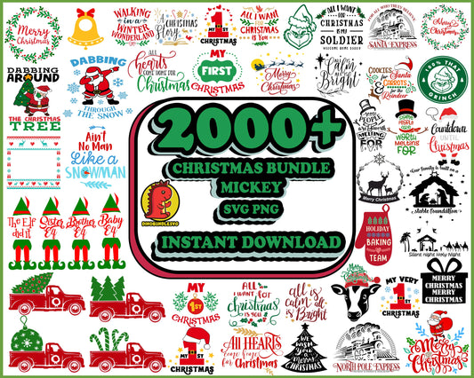 2000+Christmas Bundle svg, Merry Christmas svg, Christmas lights svg, christmas svg, snowman svg, Christmas santa svg, Mickey Christmas svg