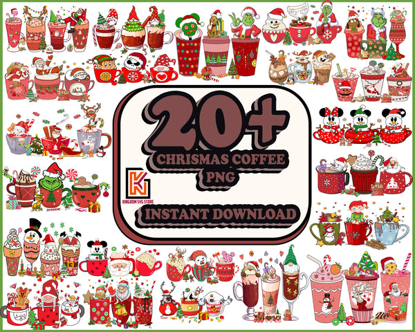 20+ Christmas Coffee PNG | Peppermint Latte | Christmas Cricut File | Coffee png svg | Sublimation | Pink Christmas Coffee png | Commercial Use Instant Download