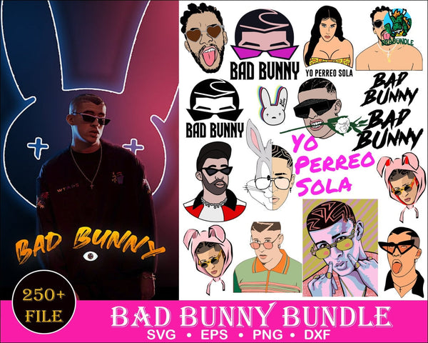 250+Bad Bunny Bundle Svg Eps Png Dxf Digital Dowload