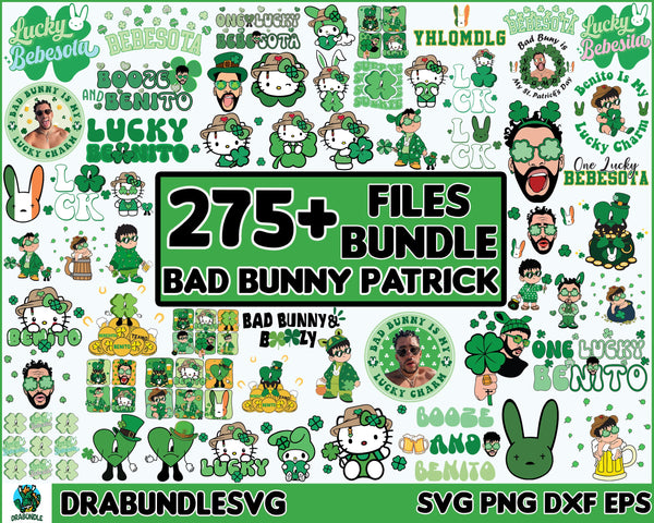 275+ FIles Bad Bunny Patrick Day Bundle SVG PNG, Lucky Benito Svg, Lucky Bebesota, St. Patrick's Day, Dia de San Patricio Svg, Digital Instant Download
