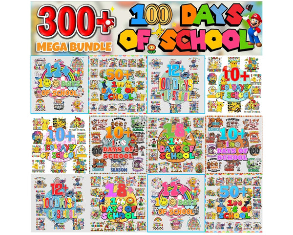300+ 100 Days of School PNG Bundle, Back To School PNG, Happy 100 Days PNG, Cartoon Movie Bundle, Schooling Sublimate Designs Download