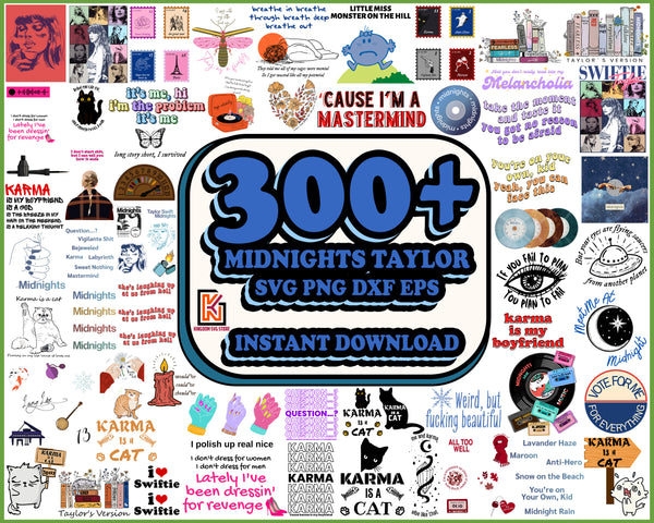 Mega 300+ Taylor Meet Me At Midnight Design SVG cut file - Silhouette / Cricut Digital file PDF Taylor Swift Inspired, Digital Instant Download