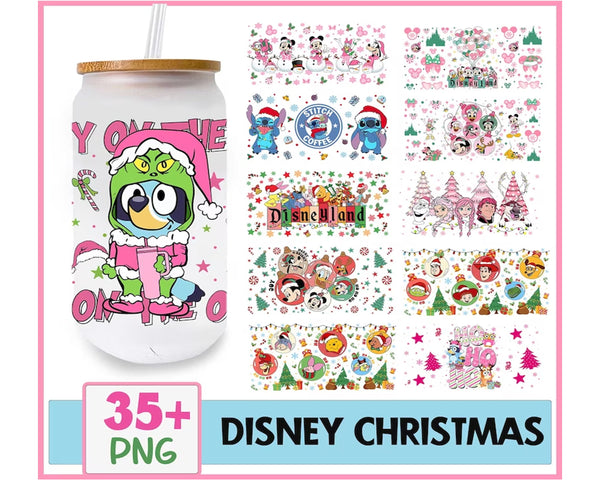 35 Christmas Can Wrap Bundle PNG, 16oz Libbey Glass Wrap Bundle Png, Christmas Cartoon Character Bundle, Christmas Glass Can Wrap 16 oz, Instant Download