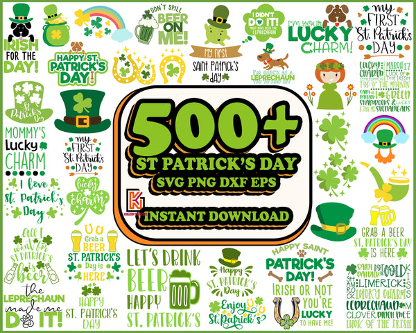 500+ St Patrick's Day SVG Bundle, Lucky svg, Irish svg, St Patrick's Day Quotes, Shamrock svg, Clover svg, Cut File, Cricut, Silhouette