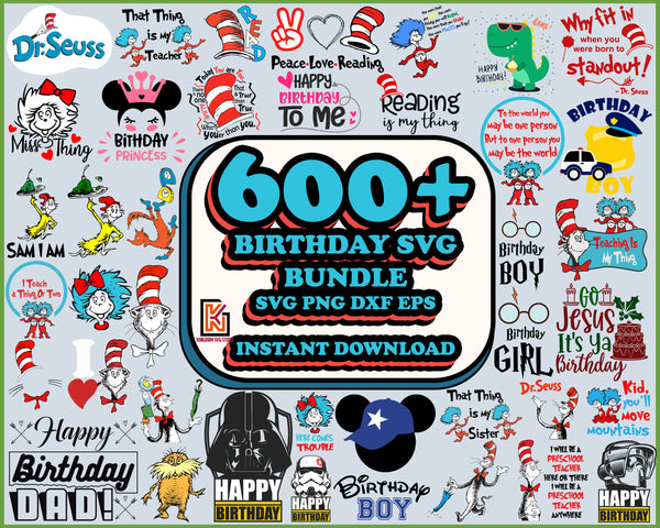 600 Dr Seuss Cute Animals Cartoon Chracters Birthday SVG-PNG-PDF Bundle T Shirt Shirt Sweatshirt Hoodie Poster Cricut Clipart, Instant download