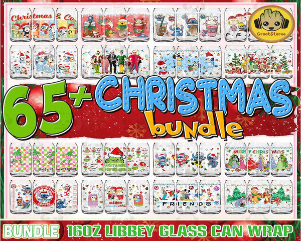 65+ Christmas Movie 16oz Glass Can Wrap Png Bundle, Christmas Cartoon Coffee Glass Can Wrap Bundle, Christmas Glass Can, Instant Download