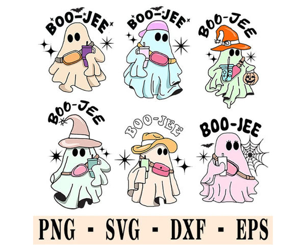6 bundle Boo-Jee svg ,Boo jee ghost png , Boo jee PNG , funny halloween ghost Stanley Tumbler Inspired Ghost, Instant Download