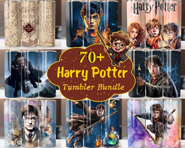 70 + Harry Tumbler Wrap Bundle, Harry 20 oz Tumbler Wrap Design, Potter Tumbler Sublimation PNG, Harry Magic Tumbler, HP Wizard Tumbler Wrap
