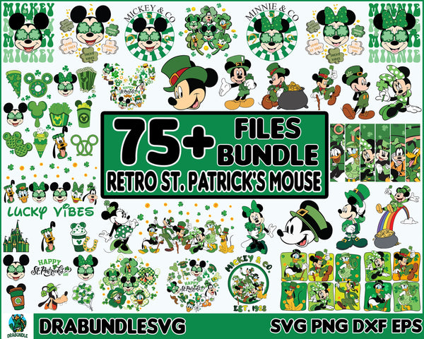 75+ Files Retro St. Patrick's Mouse SVG PNG Bundle, Magical St. Patricks Day Png, Retro Mouse Svg, Mouse and Friends , Digital Instant Download