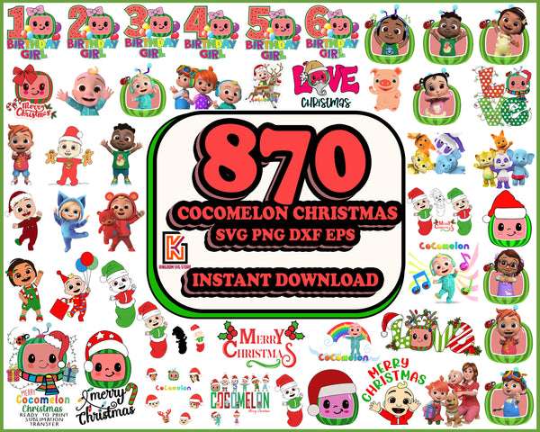 Mega 870+ Christmas Cocomelon Bundle svg eps dxf png - Cocomelon Bundle svg - for Cricut - vector file - digital - file cut Instant Download