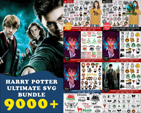 9000+Mega Bundle Harry Potter Bundle Svg Dxf Png Digital Dowload