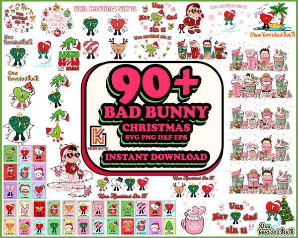 90+ Bad Bunny Christmas svg, sin ti svg, Bad Bunny Xmas Layered SVG, cricut,cut files,Png, Eps Layered digital vector file, Digital Instant Download