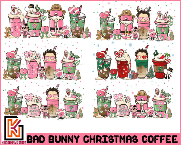 6 Christmas PNG, Bad Bunny Coffee Cups Png, Bad Bunny Christmas Png, Un Verano Sin Ti Bad Bunny PNG, Bad Bunny Digital File Instant Download
