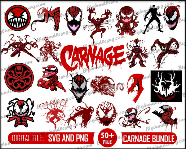 50+ Carnage, Carnage svg, Dark carnage, Dark carnage svg, Bundle Venom, Venom svg, Chibi Venom, Venom, Spiderman, Spiderman svg, Miles Morales
