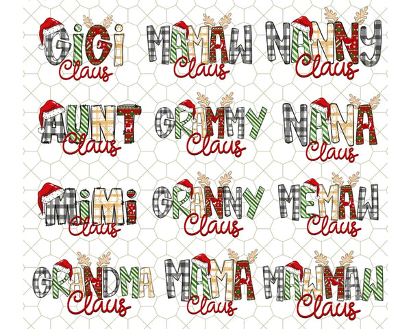 Gigi Claus Christmas Bundle, Aunt Claus Bundle, Mama Claus Bundle, Matching Family Bundle, Grandma Claus Bundle, Santa Christmas Bundle