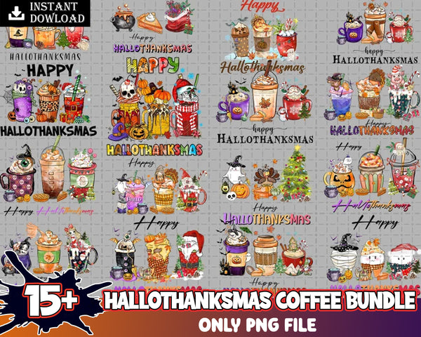 17+ Happy Hallothanksmas Coffee PNG, Coffee Clipart, Fall PNG, Halloween png, Christmas PNG, Western Png, Instant Download, Sublimation Design