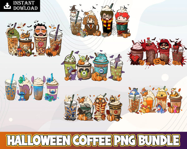 7+ Halloween Coffee Png Bundle, Harry Fall coffee PNG, Villains Latte, Fall latte png, Horror Movie Inspired Coffee, Sublimation design Png Instant Download
