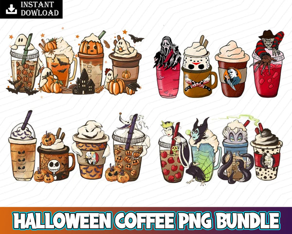 4+ Halloween Coffee Png Bundle, Harry Fall coffee PNG, Villains Latte, Fall latte png, Horror Movie Inspired Coffee, Sublimation design Png Instant Download