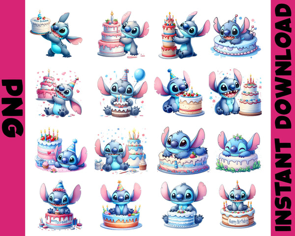 Happy Birthday Stitch Png, Stitch Birthday Png, Happy Birthday Png, Family Vacation Png, Magical Kingdom, Png Files For Sublimation, Only Png