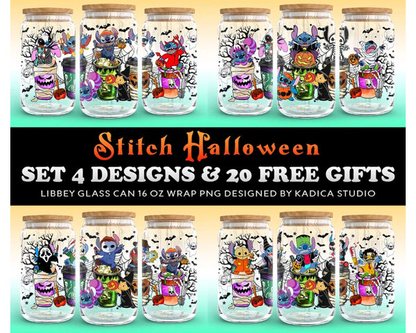 Horror Cartoon 16 Oz Libbey Glass Can Wrap Png Bundle, Halloween Libbey Glass Can Bundle, 16 Oz Libbey Glass Can Wrap Png, Instant Download