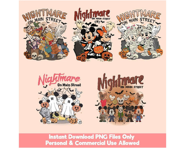 Nightmare On Main Street PNG, Retro Halloween Png, Spooky Vibes Png, Trick Or Treat Png, Halloween Masquerade, Halloween Shirt Png