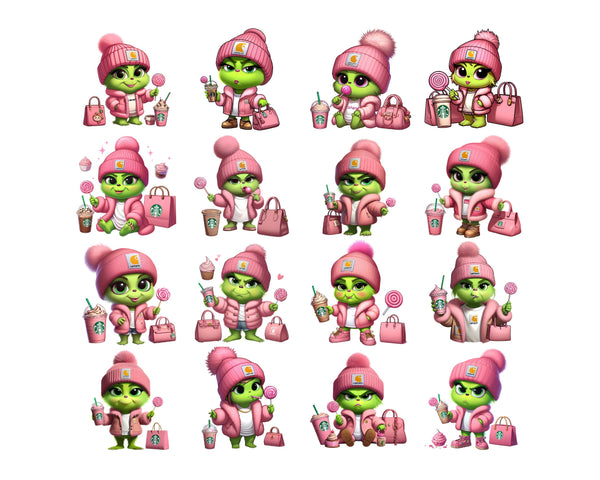 Pink Baby grinch png, Boujee Grinch png, cute grinchmas png, Christmas png sublimation design, Green guy png, Instant Download