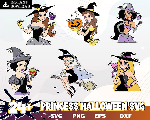 24 Disney Halloween princesses bundle svg, Horror disney characters svg, png, eps, dxf, pdf, Digital Instant Download