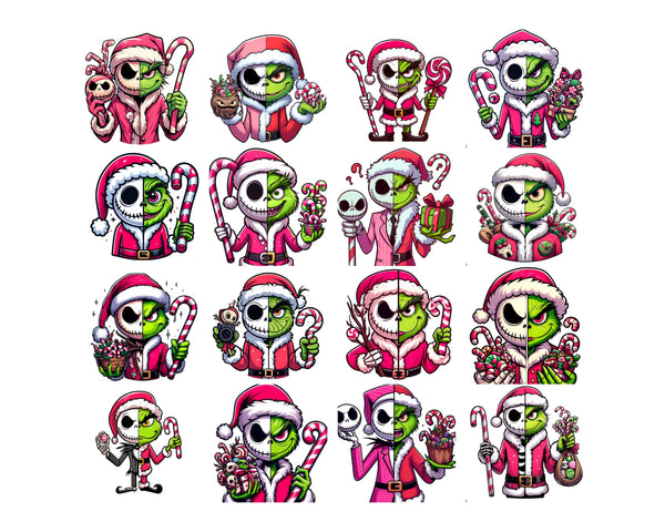 Nightmare Before Christmas Png Bundles, Jack Skellington Png, Grinch Png, Chistmas Jack Grinch, Chistmas Movie Character Sublimation Design