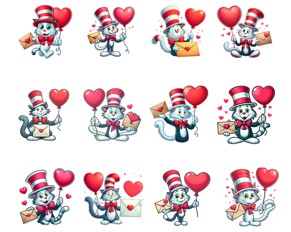 Happy Valentine Day Png, Cat In The Hat Png, Valentine's Png, Dr. Seuss Png, Green Eggs and Ham, Dr.Seuss for Teacher