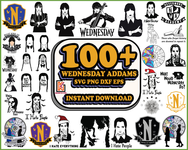100+ Wednesday SVG Bundle, Wednesday Png, Wednesday addams, The addams family, Wednesday, Wednesday girl with umbrella,Sublimation png, Silhouette, Layered, Instant Download