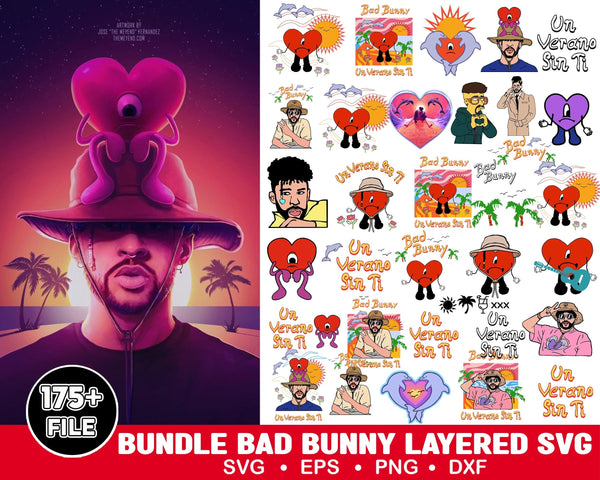 175+ Bad Bunny SVG, Yo Perreo Sola, Instant Download, PNG, Cut File, Cricut, Silhouette, Bundle, EPS, Dxf, Pdf, El Conejo Malo