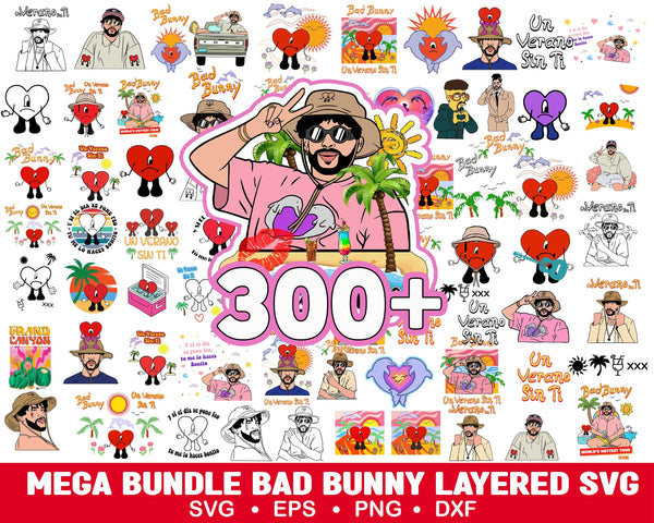 300+ Bad Bunny SVG, Yo Perreo Sola, Instant Download, PNG, Cut File, Cricut, Silhouette, Bundle, EPS, Dxf, Pdf, El Conejo Malo
