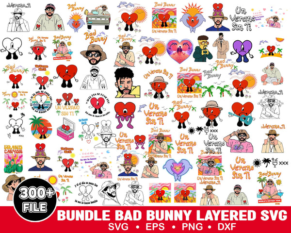 300+ Bad Bunny SVG, Yo Perreo Sola, Instant Download, PNG, Cut File, Cricut, Silhouette, Bundle, EPS, Dxf, Pdf, El Conejo Malo