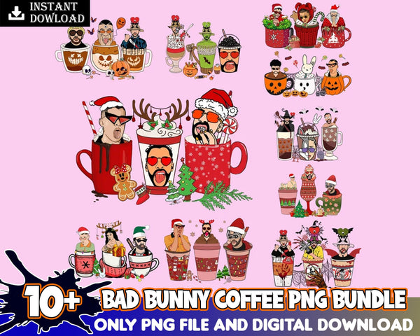 10+ Bad Bunny PNG, Bad Bunny coffee cups, Halloween Coffee, Bad Bunny Halloween, Halloween Bunny PNG, Digital sublimation PNG Instant Download