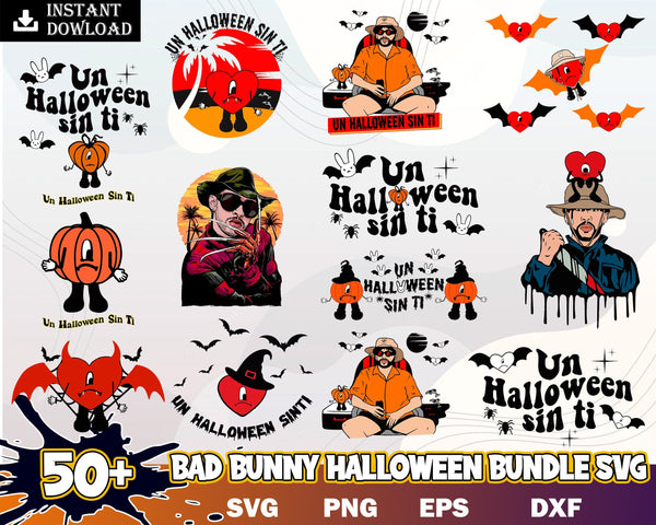 50+ Bad Bunny Halloween, Halloween Shirt svg, Halloween svg bundle, Un Verano sin Ti Halloween SVG PNG, Benito SVG Instant Download