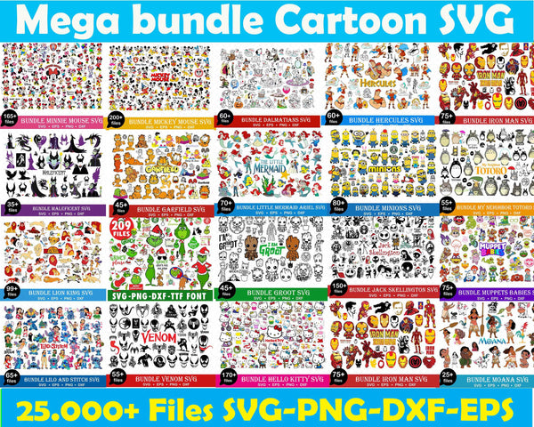 25k+ Cartoon SVG Mega Bundle for Cricut Silhouette, Cartoon SVG Mega Bundle, Cartoon Movies SVG Bundle, Disney Cartoon SVG, Cartoon Bundle