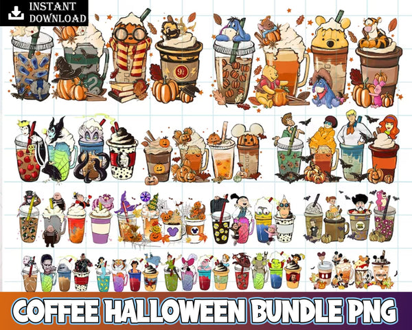 Halloween Coffee Png Bundle, Harry Fall coffee PNG, Villains Latte, Fall latte png, Horror Movie Inspired Coffee, Sublimation design Png Instant Download