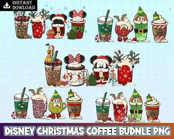 5+ Disney Christmas Coffee Latte PNG, Christmas Coffee PNG, Merry Christmas PNG, Coffe Latte Png, Red Peppermint Iced Latte, Digital Instant Download