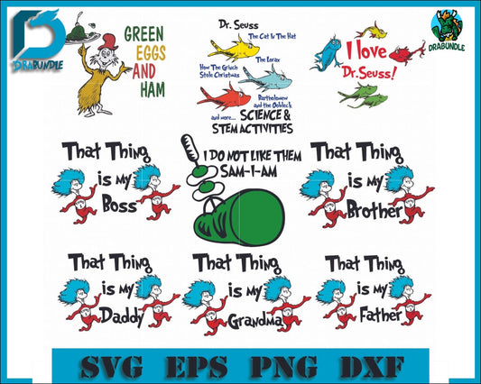 Dr Seuss Bundle Svg Dr Quotes Png Dxf Eps Digital File Drb07012105