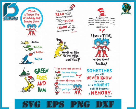 Dr Seuss Bundle Svg Dr Quotes Png Dxf Eps Digital File Drb07012107