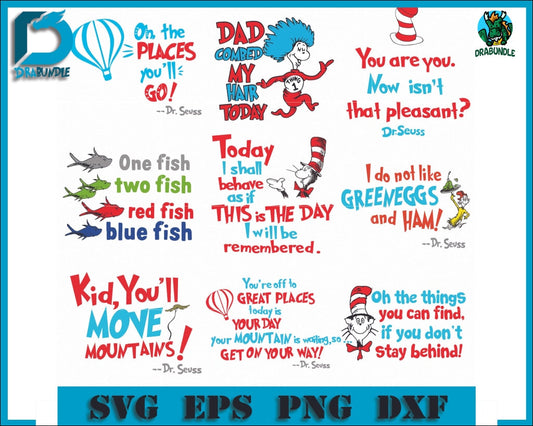 Dr Seuss Bundle Svg Dr Quotes Png Dxf Eps Digital File Drb07012110