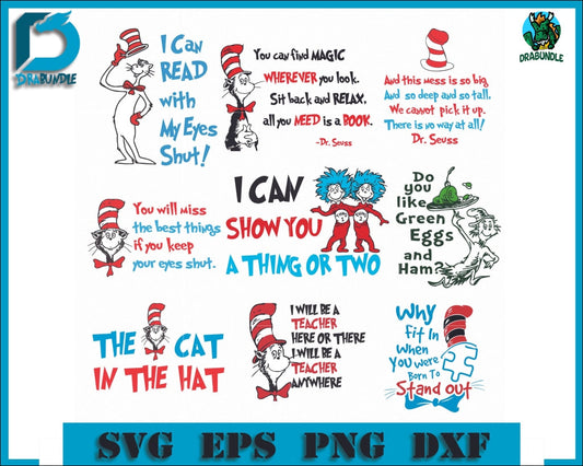 Dr Seuss Bundle Svg Teacher Of All Things Dr Quotes Png Dxf Eps Digital File Drb07012113