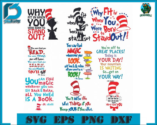 Dr Seuss Bundle Svg Teacher Of All Things Dr Quotes Png Dxf Eps Digital File Drb07012116