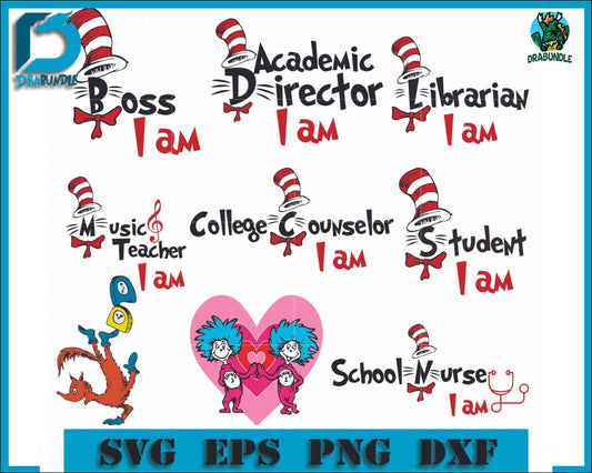 Dr Seuss Bundle Svg Dr Things One Thing Two Quotes Png Dxf Eps Digital File Drb07012104