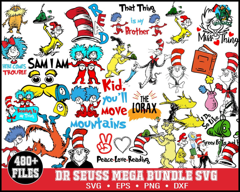 Dr Seuss Svg Bundle, Cat In The Hat SVG, Dr Seuss Hat SVG,Green Eggs A