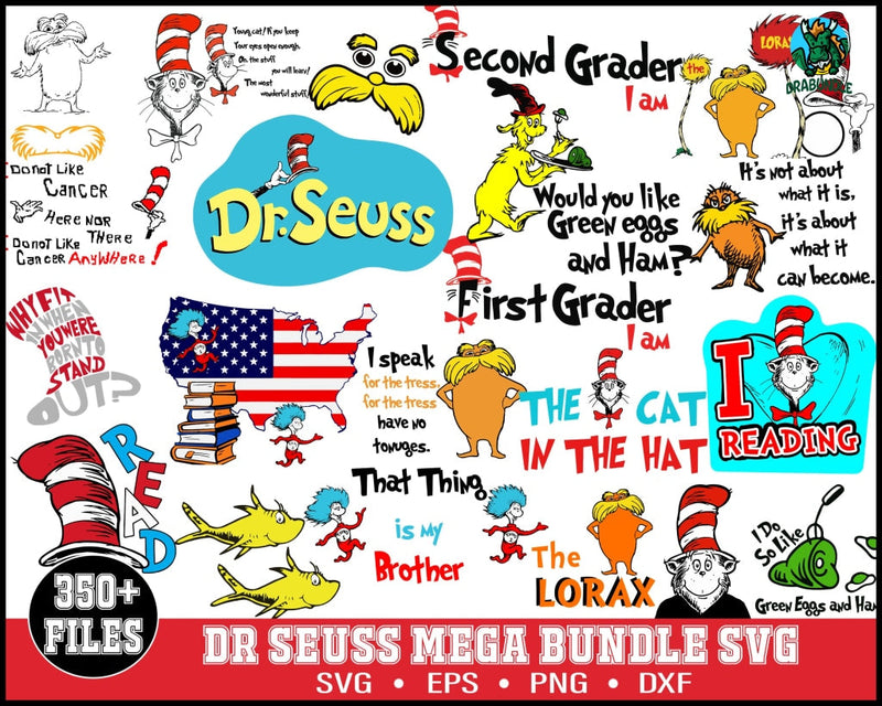 Dr Seuss Svg Bundle, Cat In The Hat SVG, Dr Seuss Hat SVG,Green Eggs A