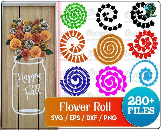 Rolled Flower Svg Paper Template Cut Files Petal Cutfiles Svgs Pngs Dxf Eps Cricut Silhouette