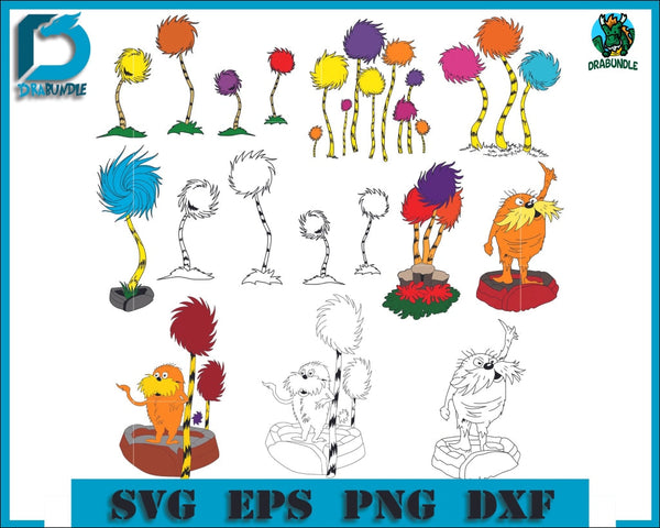 The Lorax Trees Svg Cat In The Hat Dr Seuss Bundle Dr Quotes Png Dxf Eps Digital File